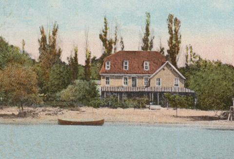Jesse Taylor's Hotel Port Maitland Also known as Ross's Clubhouse Note the sandy beach.