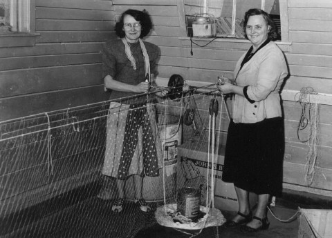 Slugging nets at Earlee June Fisheries Evelyn Vaughan, Hazel Grant Daughters of John W. Mckee and Caroline E. Thompson
